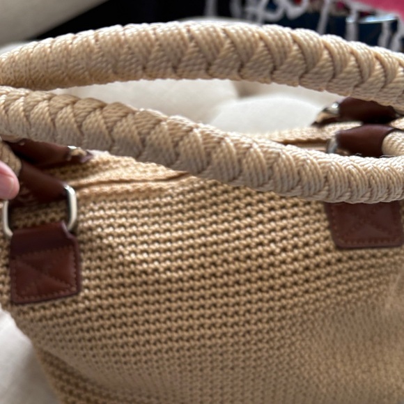 The Sak Beige Straw Tote with Brown Trim - Picture 2 of 16